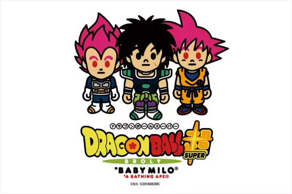 「BAPE（R）と『ドラゴンボール』が今年もコラボ！『ドラゴンボール超 ブロリー』の悟空、ベジータ、ブロリーがファッションアイテムになって登場」の画像