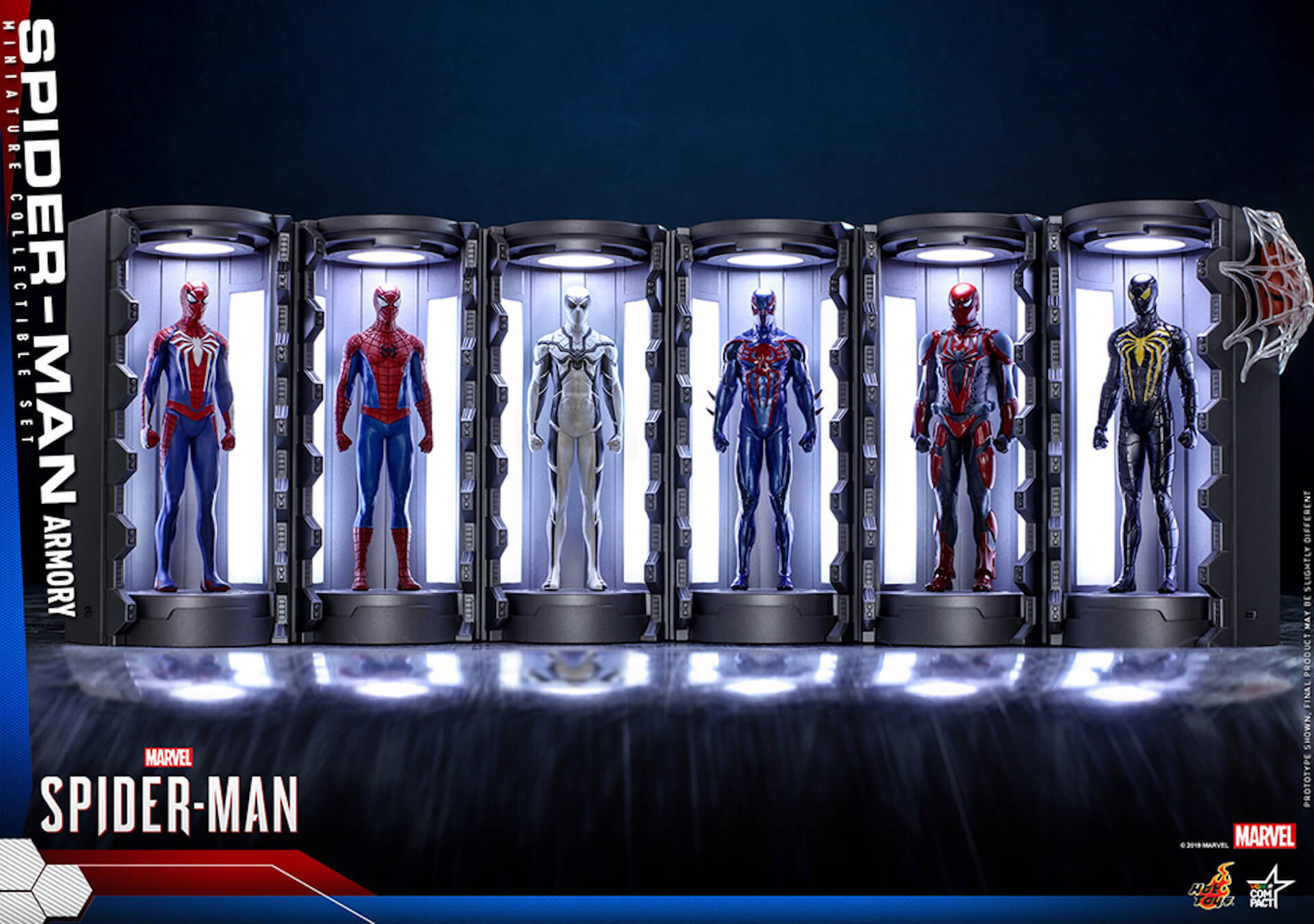 6つのスパイダーマン・スーツが勢ぞろい！大人気PS4用ゲームソフト『Marvel’s Spider-Man』からミニチュア・フィギュアが登場
