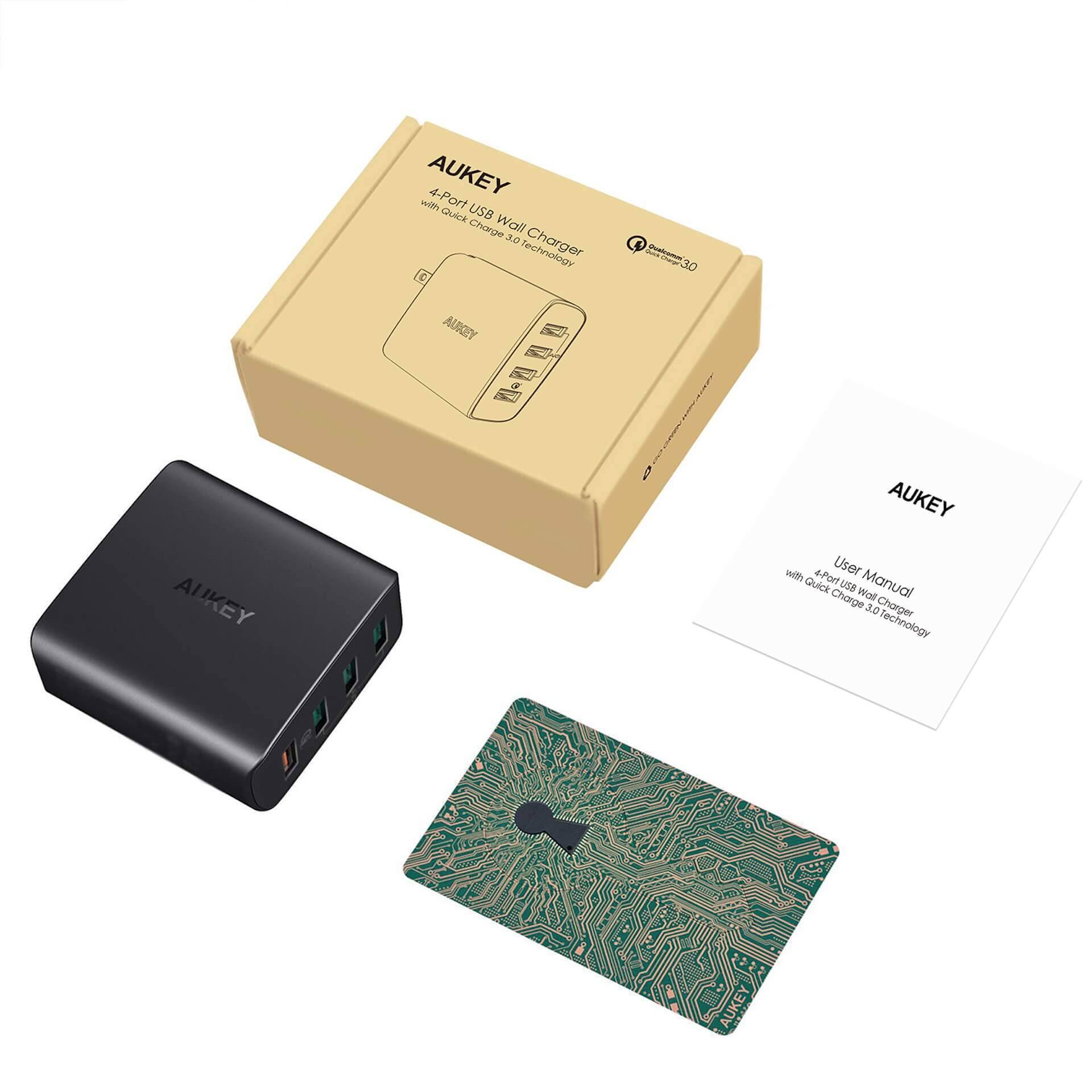 クーポンコードでお得にゲット！ QC3.0対応のAUKEY4ポート急速充電器がAmazonで500台のみ期間限定セール価格に