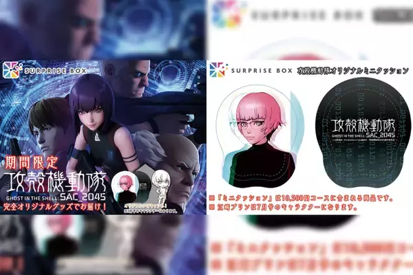 「Netflix『攻殻機動隊 SAC_2045』が「サプライズボックス」に期間限定で登場！草薙素子や江崎プリンのオリジナルグッズが貰える」の画像