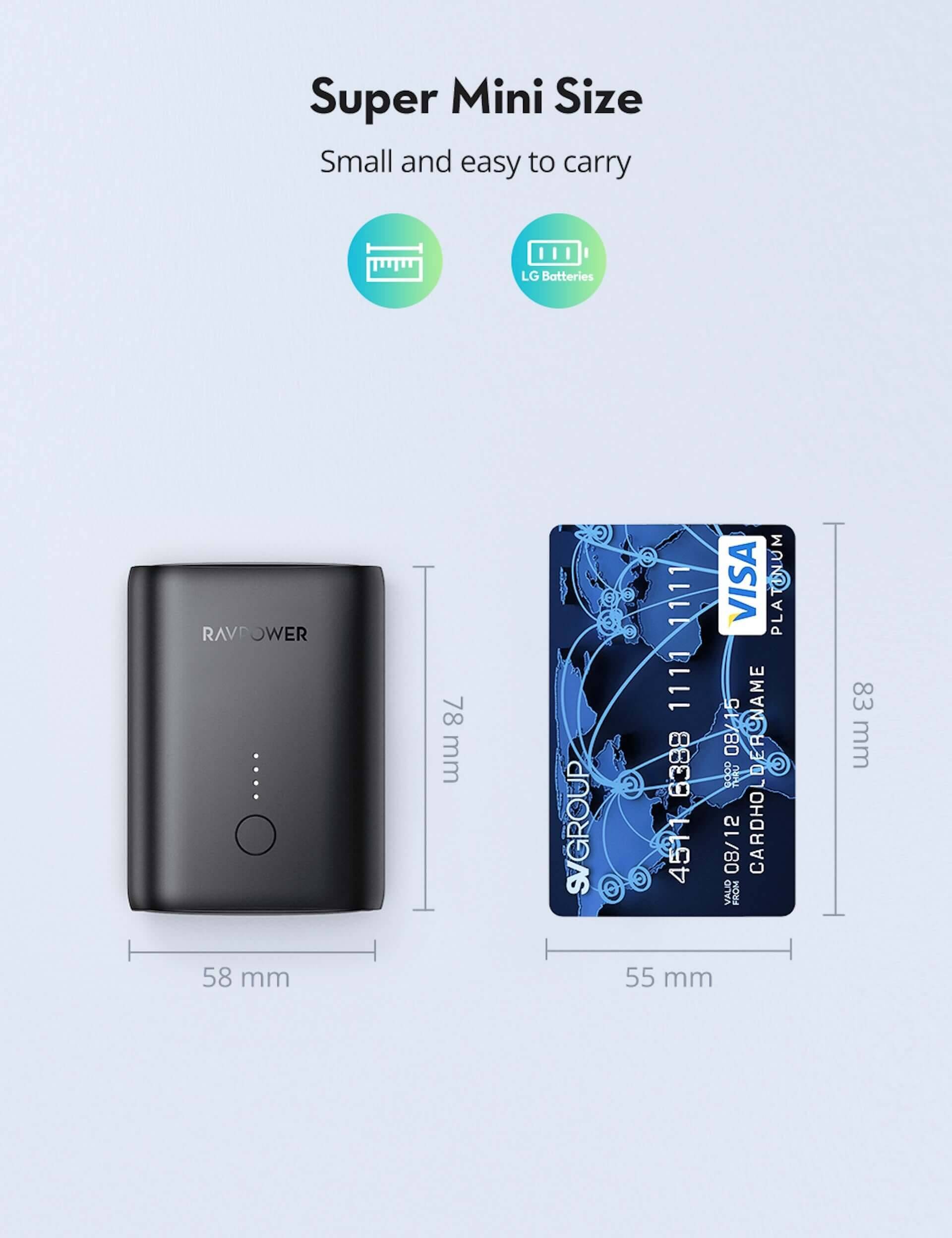 10000mAhの大容量モバイルバッテリーがRAVPowerから発売中！名刺入れやカードよりも小さいサイズ