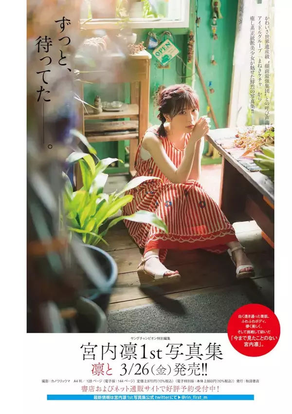 「美しすぎるまねきケチャ宮内凛の1st写真集『凛と』が本日発売！入浴中の美乳を大胆披露」の画像