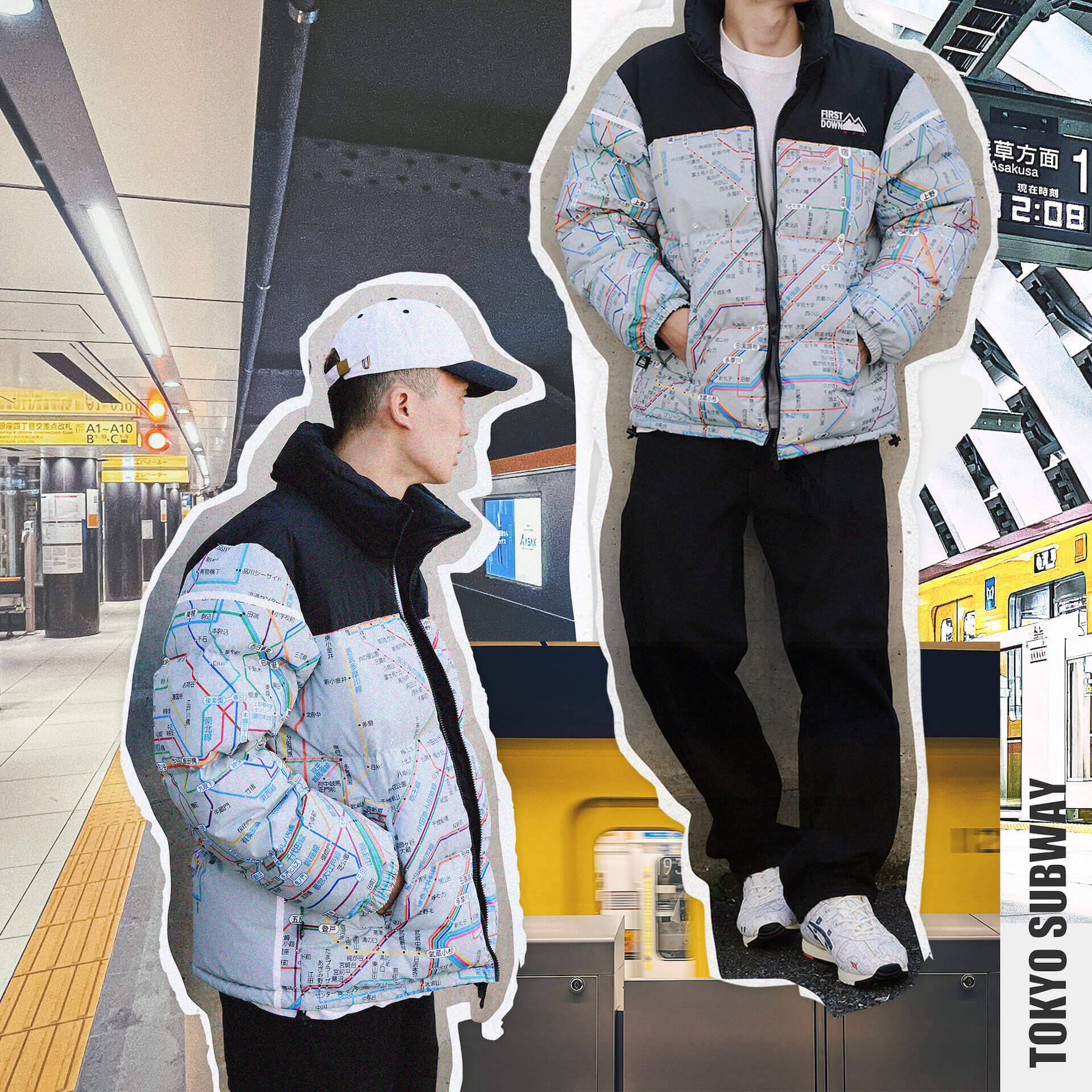 atmosとFIRST DOWNのコラボダウンジャケットが発売決定！東京とニューヨークの地下鉄をモチーフに