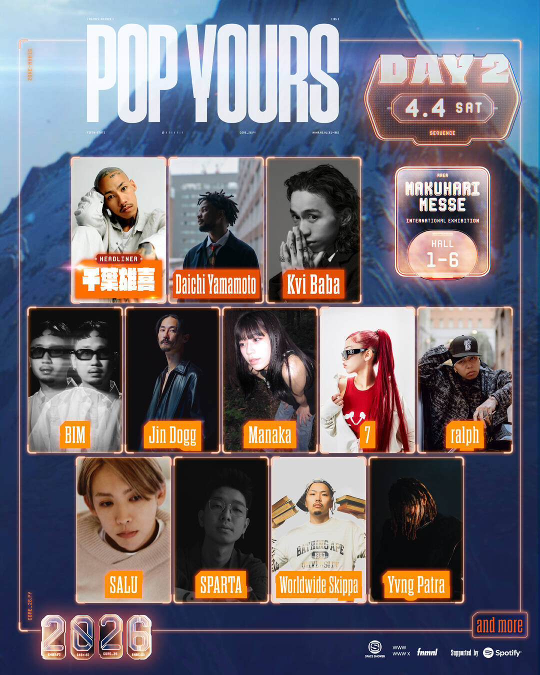 ＜POP YOURS 2026＞が第1弾ラインアップとしてヘッドライナーのLANA、千葉雄喜、KEIJUをはじめ計37組をアナウンス