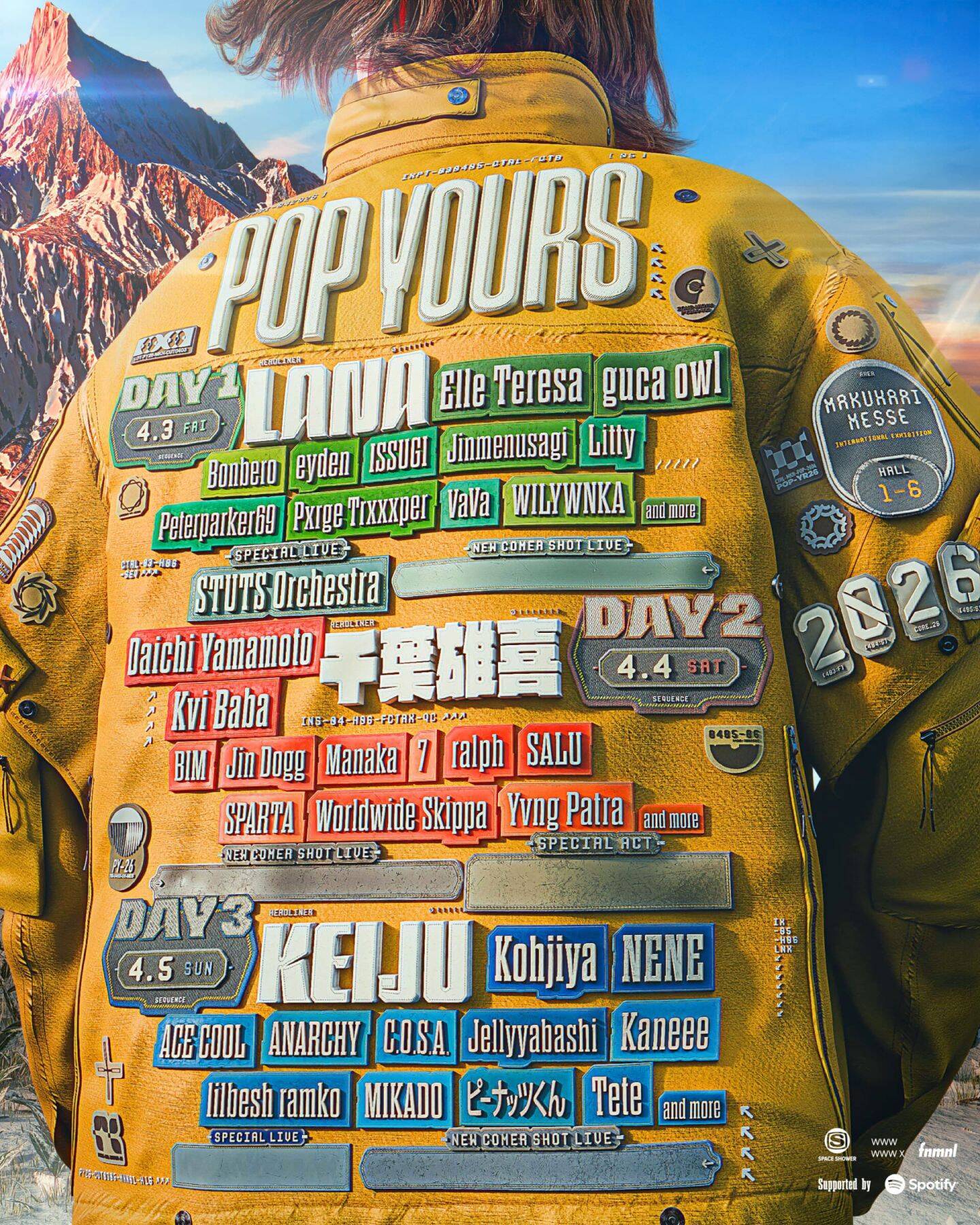 ＜POP YOURS 2026＞が第1弾ラインアップとしてヘッドライナーのLANA、千葉雄喜、KEIJUをはじめ計37組をアナウンス