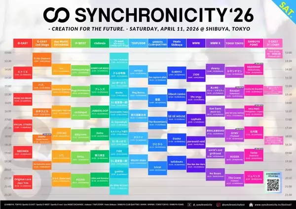 「東京・渋谷で開催される都市型フェスティバル＜SYNCHRONICITY’26＞の最新情報が解禁」の画像