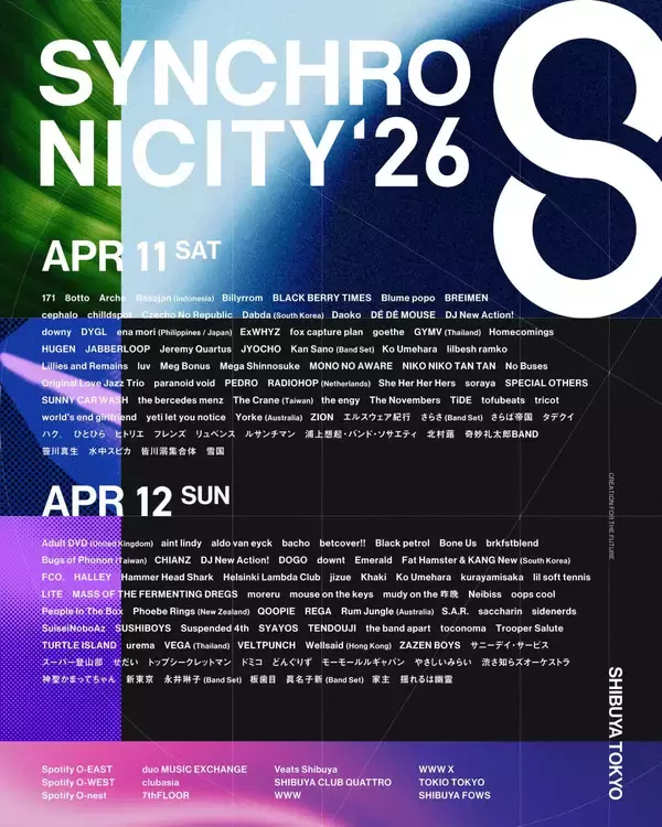 「東京・渋谷で開催される都市型フェスティバル＜SYNCHRONICITY’26＞の最新情報が解禁」の画像