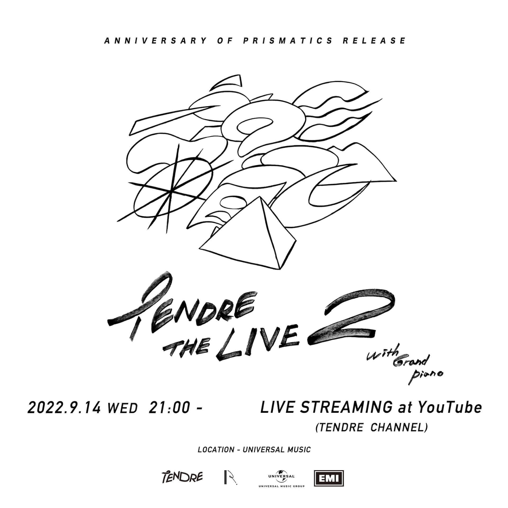 TENDRE、2ndアルバム『PRISMATICS』発売！本日YouTube生配信LIVE「TENDRE THE LIVE 2 with Grand Piano」開催