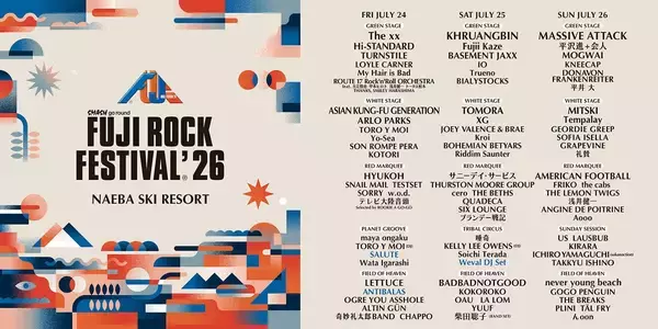 ＜FUJI ROCK FESTIVAL ’26＞が出演アーティスト第5弾および名物ステージを一挙公開