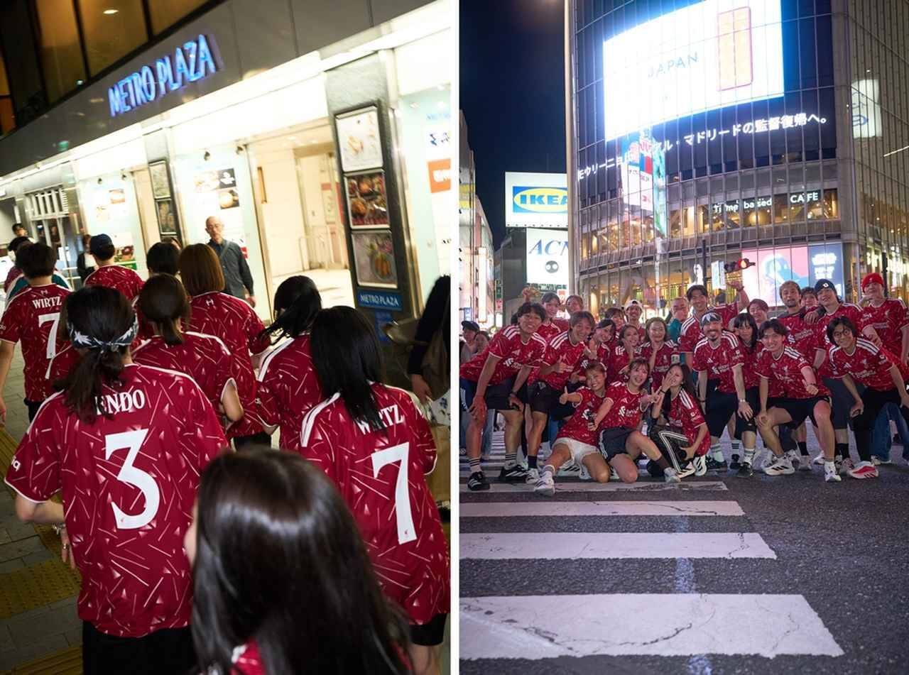 新ユニフォーム発表の英名門リヴァプール、日本でローンチイベント「リバラン」開催！夜の東京を“新ユニ姿”でファンが疾走