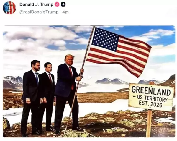 トランプ米大統領、グリーンランドに上陸する写真をSNSに投稿