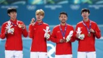 中国スピードスケート男子団体、銅メダル獲得