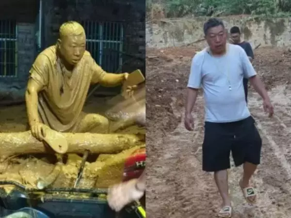 泥まみれの村長の写真が中国のネット上で注目