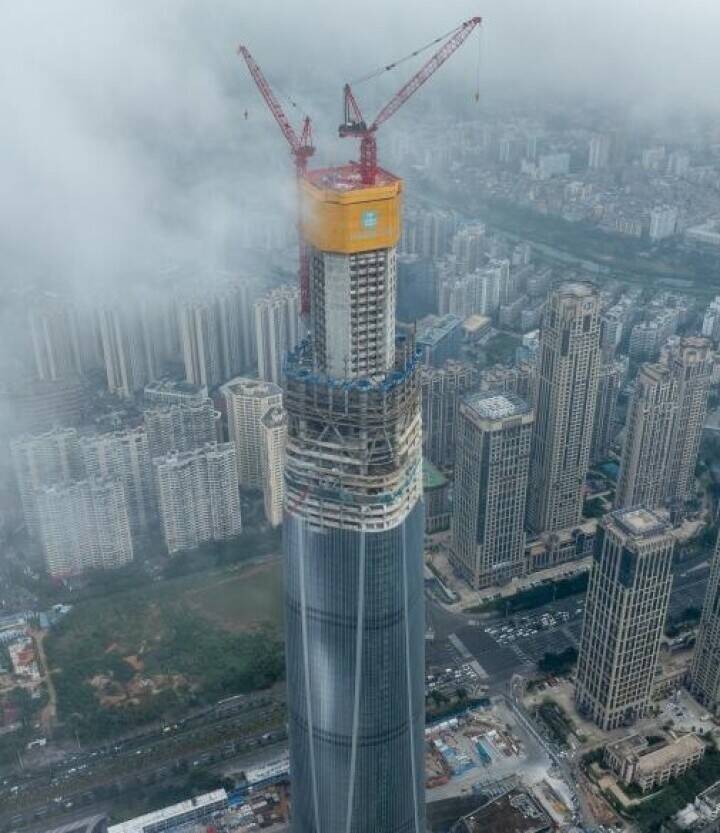 海南一の高層ビル「海南中心」、コアチューブ構造の主体工事が完成―中国