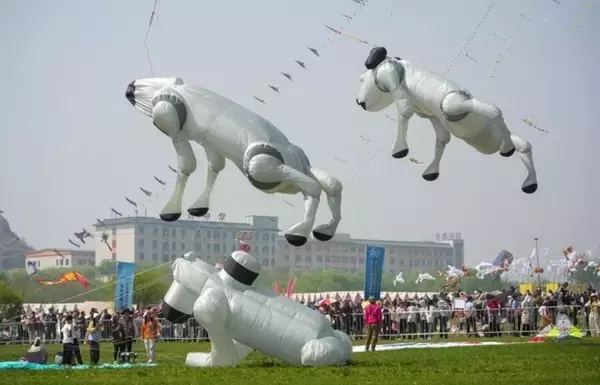 「濰坊国際たこ揚げ祭り開催、空に舞うユニークなたこの数々―中国」の画像