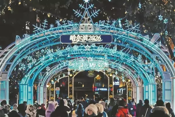 「ハルビンの歩行者天国、大学院生がイルミネーションをデザイン―中国」の画像