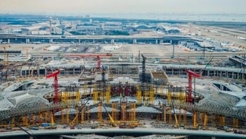 上海浦東空港第3ターミナル国際線メインビルがまもなく鉄骨工事完了―中国
