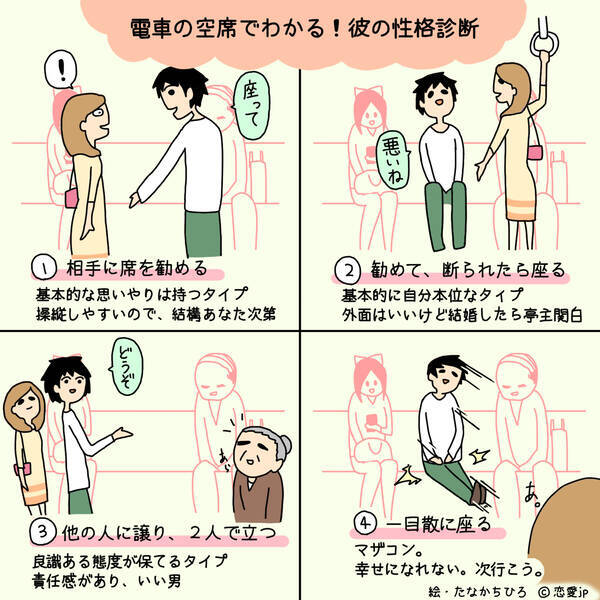 将来は亭主関白 電車で席が空いた時の対応からわかる彼の性格4タイプ 16年1月8日 エキサイトニュース