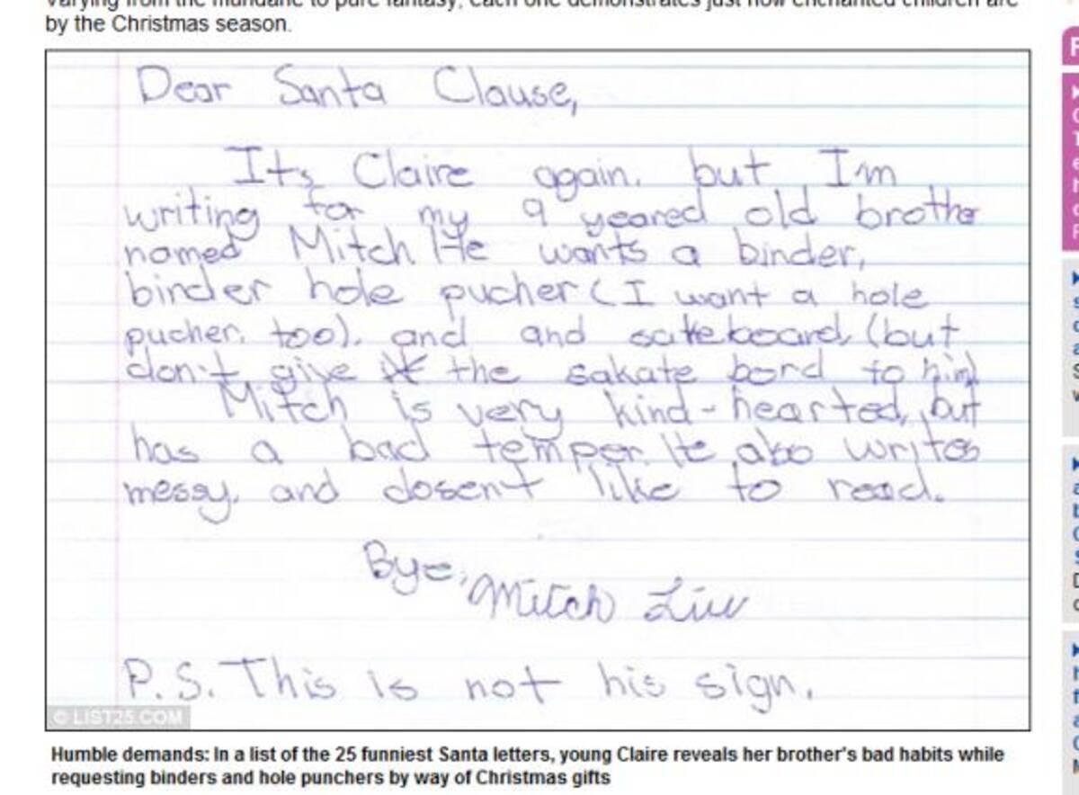 サンタも大変だ 子どもたちがサンタに送ったオモシロ手紙 2011年12月28日 エキサイトニュース
