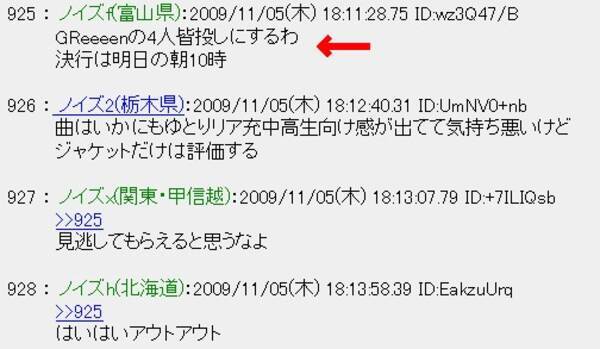 人気グループgreeeenに 4人皆投しにするわ と殺害予告 09年11月6日 エキサイトニュース