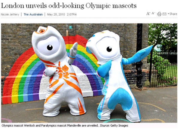 12年ロンドンオリンピックのマスコットが 1つ目のバケモノ と酷評される 10年5月日 エキサイトニュース