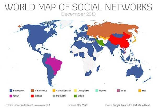ソーシャル ネットワーク サービス世界勢力図 10年12月17日 エキサイトニュース