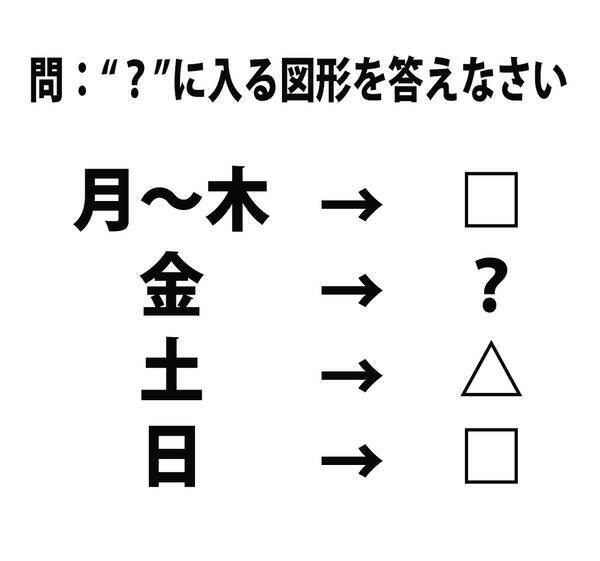頭の体操クイズ 月 木 土 日 では 金 は何の図形 16年5月23日 エキサイトニュース