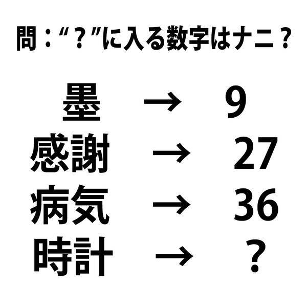 頭の体操クイズ 墨 9 感謝 27 病気 36 では 時計 はいくつ 16年6月7日 エキサイトニュース