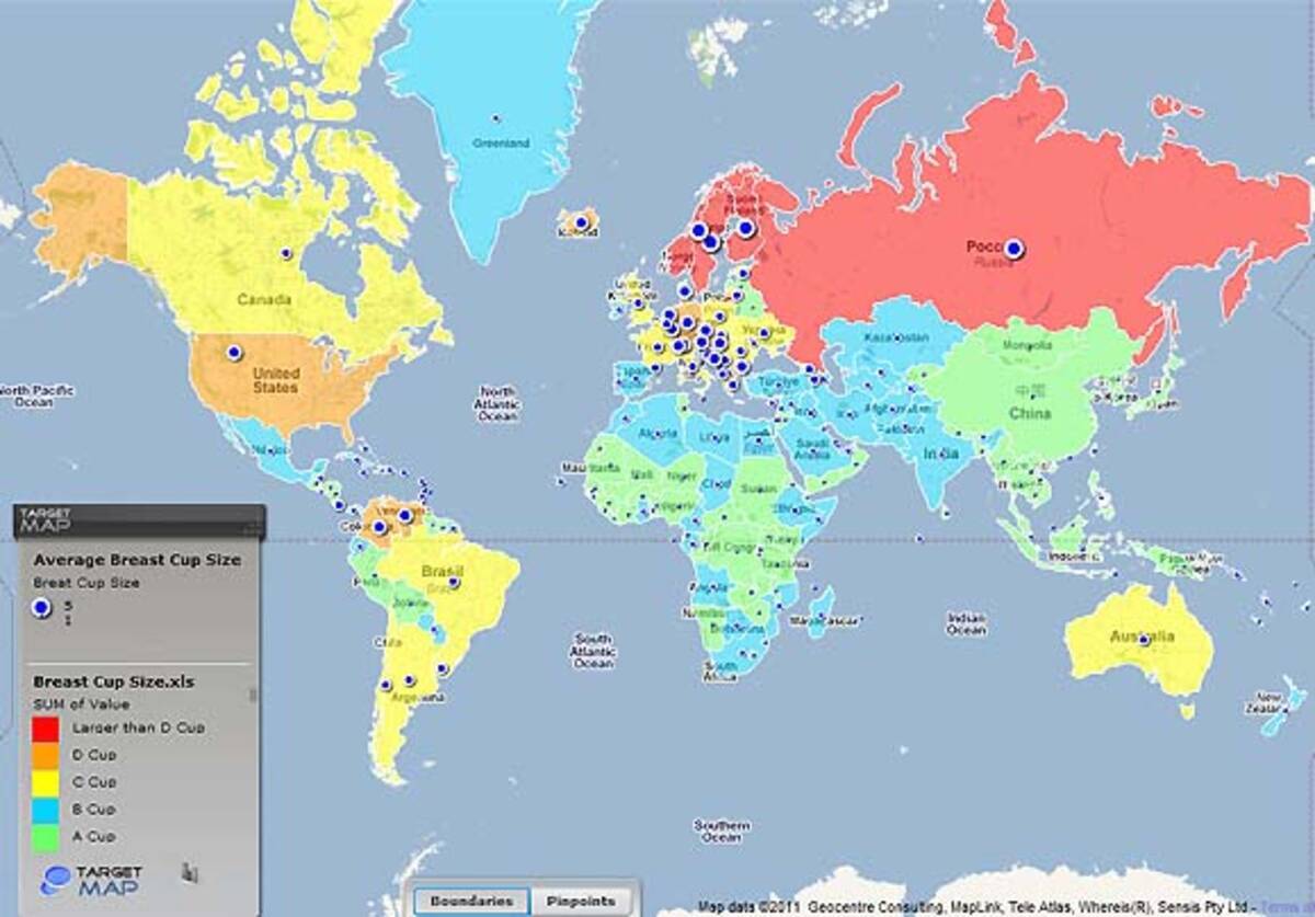 世界の平均バストマップ 11年3月28日 エキサイトニュース