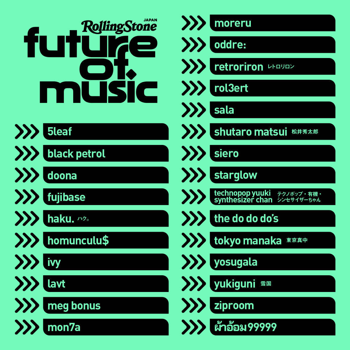 【Future of Music】2026年の「日本代表」25組を発表　Rolling Stone誌グローバル連動企画