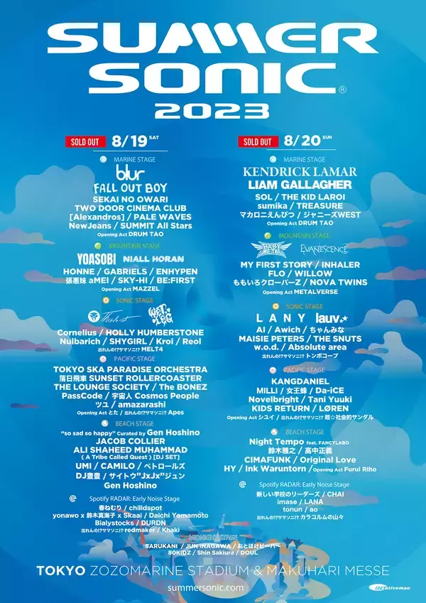 「サマーソニック 今日に至る2022-2025年、そして2026年の展望──The 1975、ケンドリック・ラマー、BE:FIRSTらによる新たな伝説【5x5 Years of SUMMER SONIC Part.5】」の画像