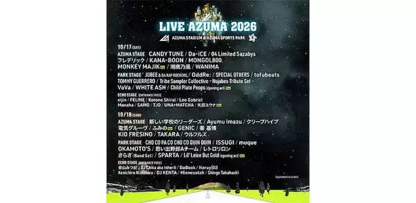 「LIVE AZUMA 2026」最終ラインナップ発表、ふみの、MONKEY MAJIKら出演決定