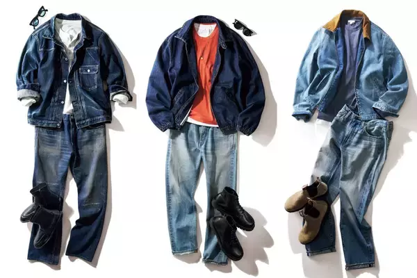 この春おすすめの薄青のデニム・オン・デニムのやり方