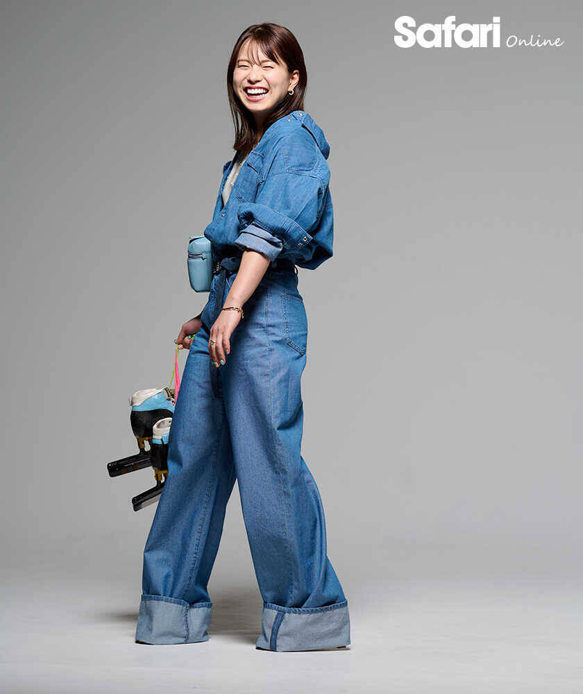 アスリートとデニムミラノ・コルティナ五輪で脚光を浴びたショートトラック日本代表【長森遥南】！　大人見えする海色デニム・オン・デニム！