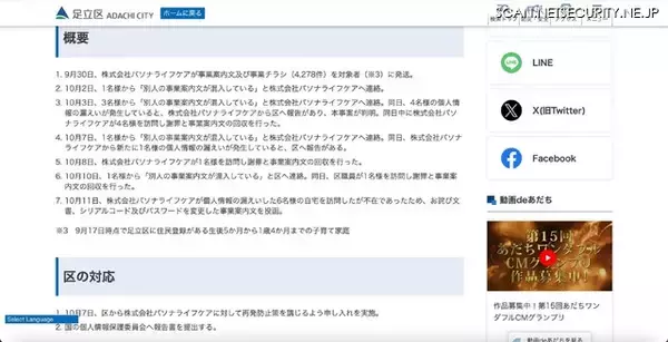 「パソナライフケアが事業案内文等を異なる対象者に送付、6 名の個人情報が漏えい」の画像