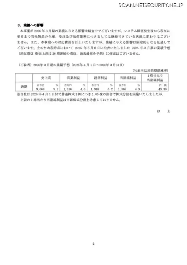 「対応費用を計上しても業績に与える影響は限定的 ～ ヘア化粧品のコタにランサムウェア攻撃」の画像