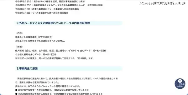 「徳島県で住基ネット機器更改、マイナンバー含む個人情報を保存した外付ハードディスクをデータ未消去のまま廃棄した可能性」の画像