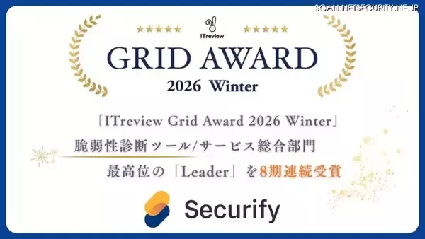 Securify が「ITreview Grid Award 2026 Winter」の脆弱性診断ツール/サービス総合部門で 8 期連続となる Leader を受賞
