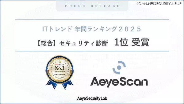 「ITトレンド 年間ランキング2025 総合 セキュリティ診断部門」で AeyeScan が 1 位を獲得