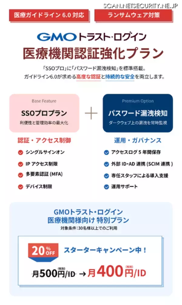 月額550円 / ID ～ GMOグローバルサインが病院 診療所 薬局向けに IDM・SSO サービス提供