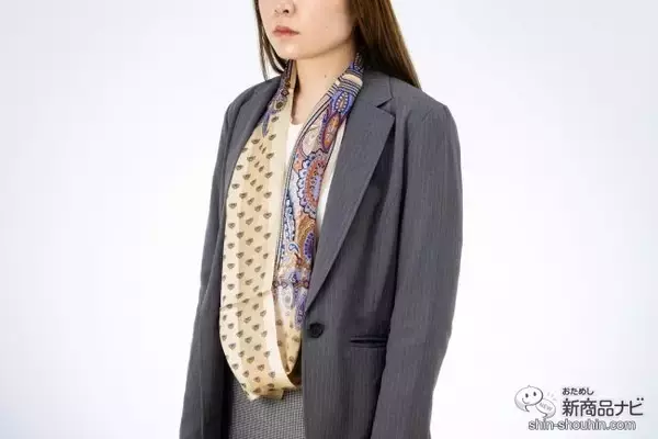 「サッと首に通すだけ！ 時短でおしゃれな日本製のシルクスカーフ＆ストール『KINUWA-絹輪-』をおためし」の画像