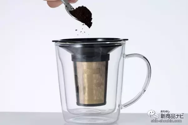 「ゴールドフィルターと保温マグがセットに！ コーヒーや紅茶を美味しく気軽に淹れられる『コレス　ゴールドフィルターダブルウォールマグ C412』」の画像