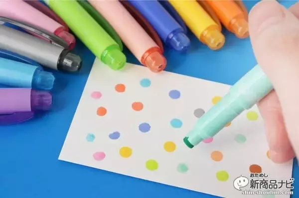 「ドットが押せる『プレイカラードット』、ハンコのように使って描ける今までにないツインマーカー！」の画像