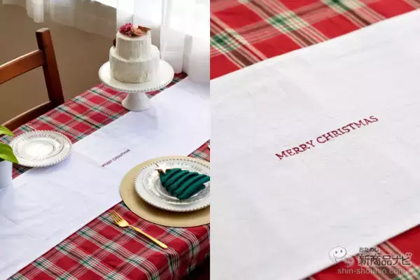 「【3COINS（スリーコインズ）今週の新商品第3弾！】「クリスマスの食卓」シリーズから『レタリングガラスプレート』『ダイヤ型カトラリーレスト』『テーブルクロス』など」の画像
