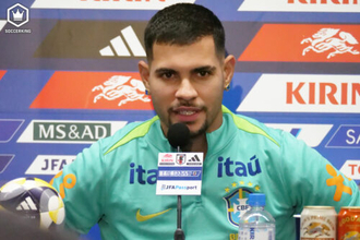 ブラジル代表が来日！　ブルーノ・ギマランイスが選手代表で会見登壇「東京は五輪で良い思い出がある」