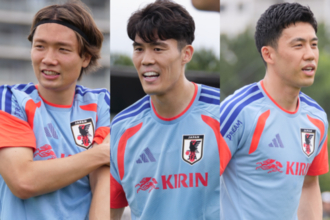 板倉滉、冨安健洋、遠藤航が合流でフルメニューを消化！　日本代表、オフを挟み16名で再始動