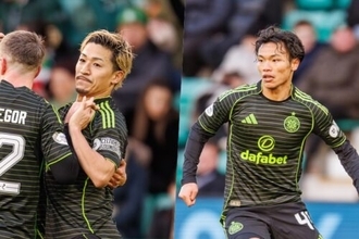 前田大然が今季5点目！　旗手怜央のアシストから先制弾、日本人コンビ躍動のセルティックが4連勝
