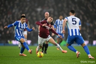 三笘薫はリーグ戦9試合連続の欠場…ブライトンは土壇場で追いつきウェストハムとドロー決着