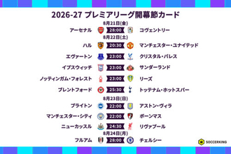 プレミアリーグ開幕節の対戦カード決定！　王者アーセナルは昇格組と激突…リヴァプールが“難所”へ