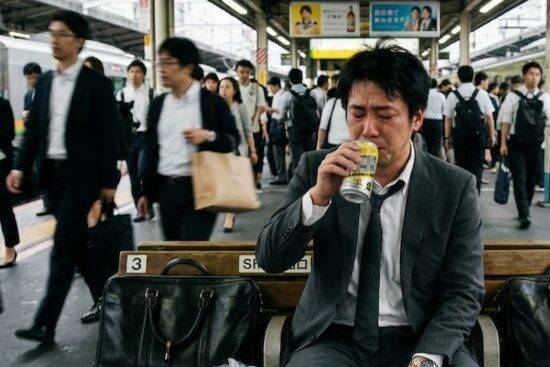 朝の駅で缶チューハイを飲む“スーツ姿の会社員”たちの心の叫び「ホームのベンチで涙が…」「怠けていたわけではなかった」